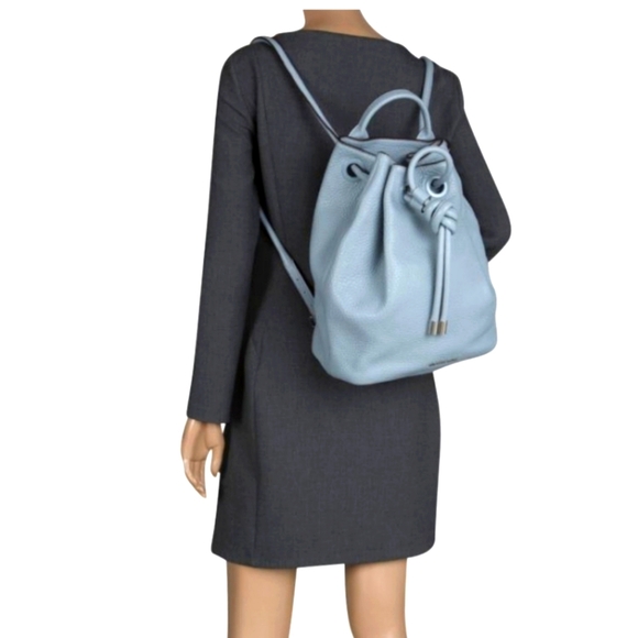 NWOT MK RUNWAY COLLECTION Dalia Bckpck leather soft blue large 27×34×15 - Picture 2 of 7